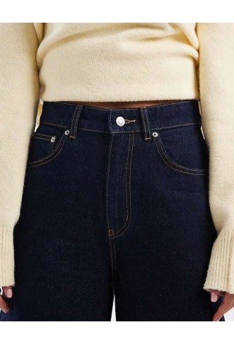 ASOS DESIGN high waisted barrel leg jeans in rinse