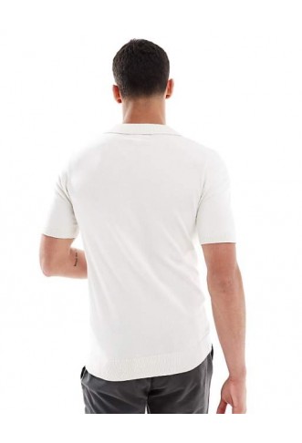 Threadbare cotton rich polo top in ecru