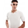 Threadbare cotton rich polo top in ecru