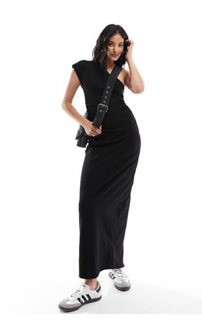 ASOS DESIGN one shoulder ruched side midaxi dress