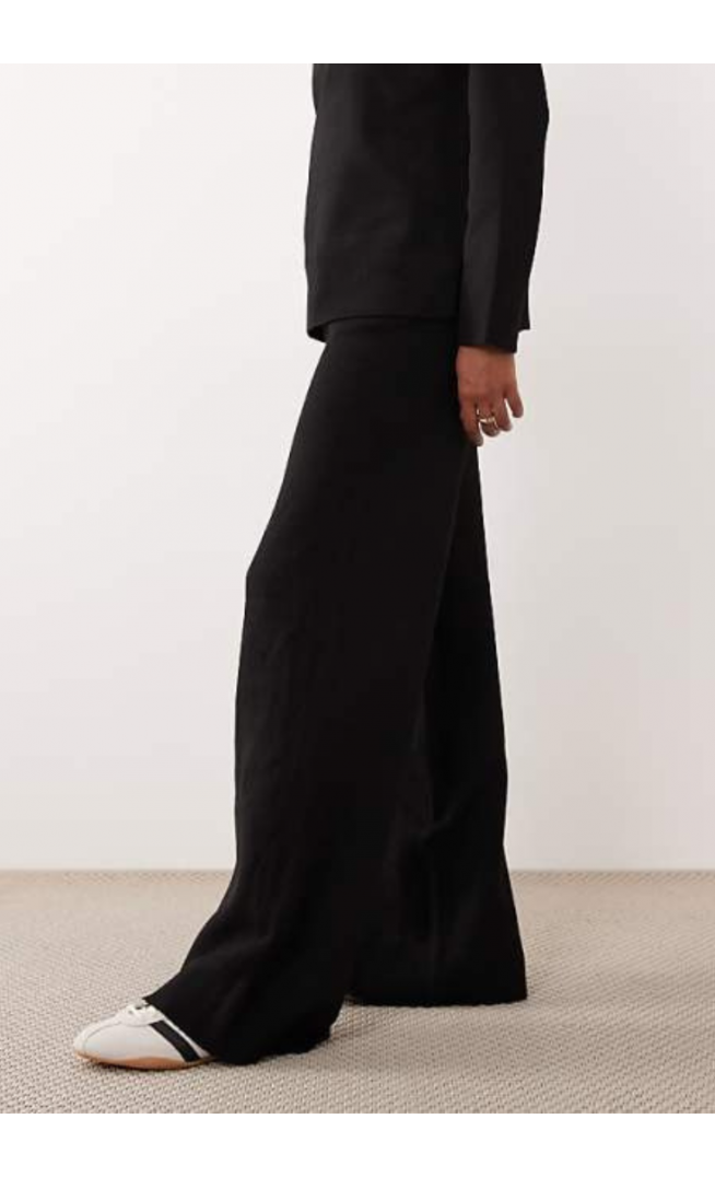 JDY Tall wide leg knitted trousers co-ord in black