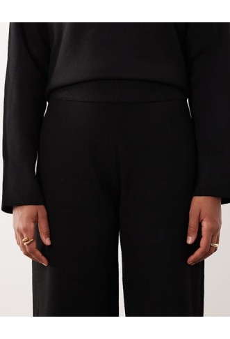 JDY Tall wide leg knitted trousers co-ord in black