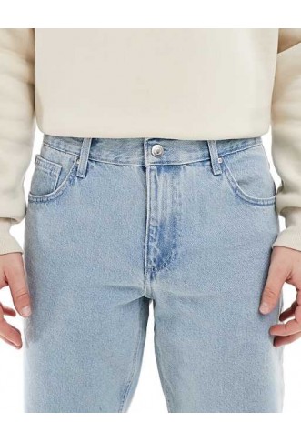 ASOS DESIGN tapered jeans in light stone wash blue