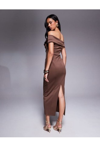 ASOS DESIGN sculpted bardot midi pencil dress