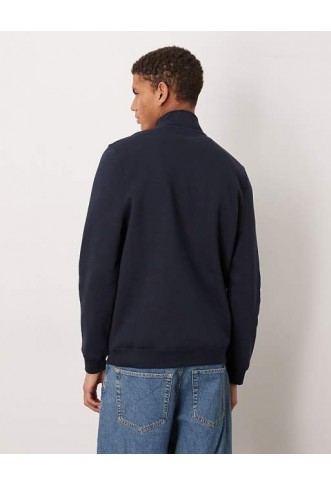 ASOS DESIGN essentials quarter zip sweatshirt in navy