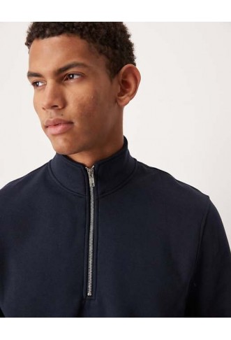 ASOS DESIGN essentials quarter zip sweatshirt in navy