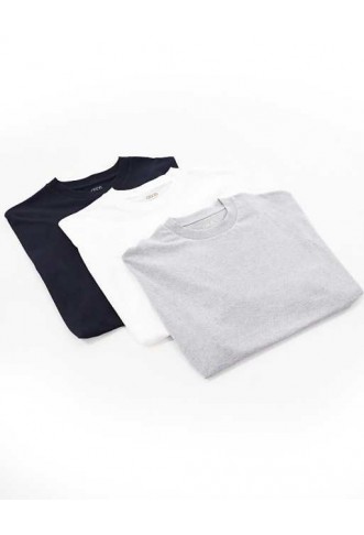 ASOS DESIGN  3 pack  t-shirts in white, navy and grey
