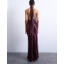 Topshop tie neck halter maxi dress in port royal