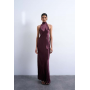 Topshop tie neck halter maxi dress in port royal