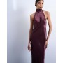 Topshop tie neck halter maxi dress in port royal