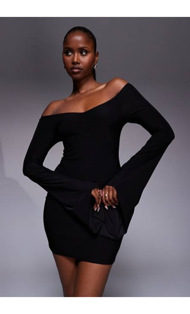 Kaiia exclusive slinky off shoulder mini dress