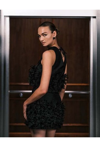 Sister Jane Plume organza 3D floral crop top