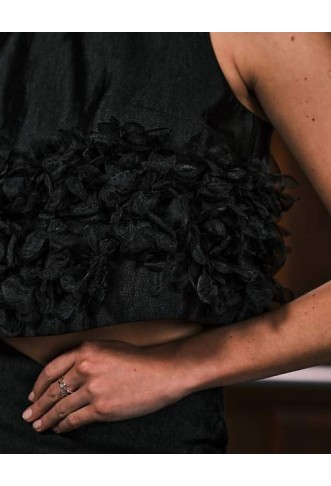 Sister Jane Plume organza 3D floral crop top