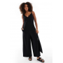 ASOS DESIGN Twist shoulder jumpsuit in black