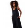 ASOS DESIGN Twist shoulder jumpsuit in black