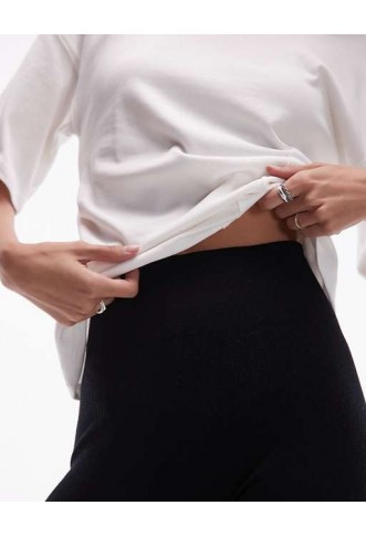 ASOS DESIGN seamless ribbed flare legging in black