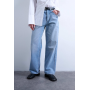 Topshp Mid rise loose fit straight jean in bleach