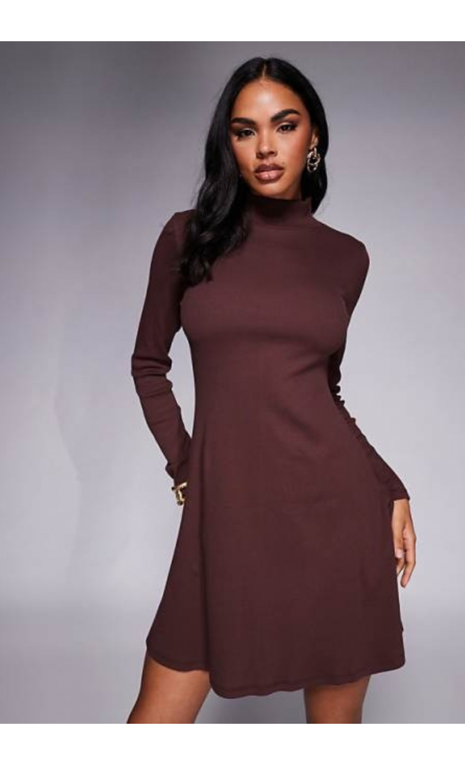 ASOS DESIGN grown on neck roll neck mini dress