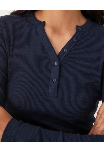 ASOS DESIGN shrunken waffle long sleeve henley tee