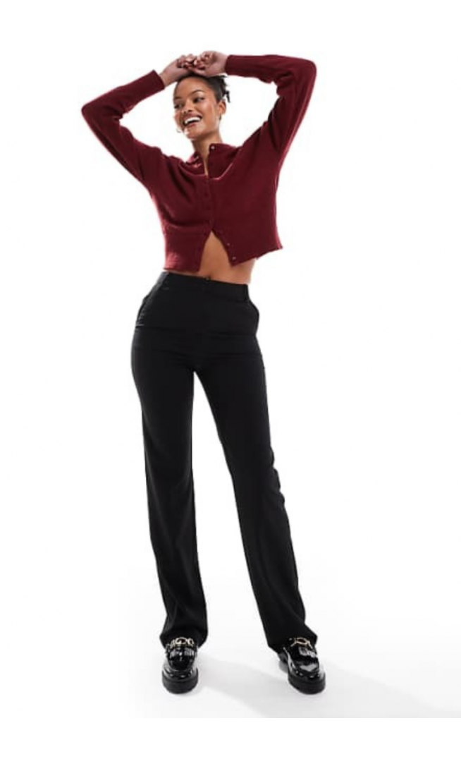 ASOS DESIGN Tall tailored slim straight trousers in black