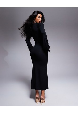 ASOS DESIGN super scoop midi dress with flute sleeves