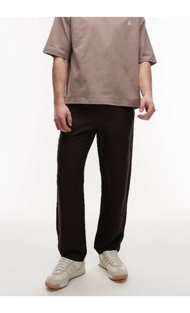 Lacoste straight leg woven trouser in brown