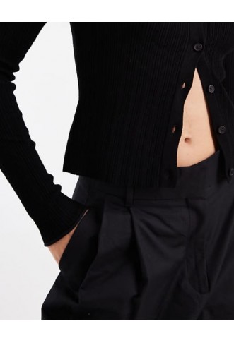 COLLUSION fine gauge knitted cardi in black