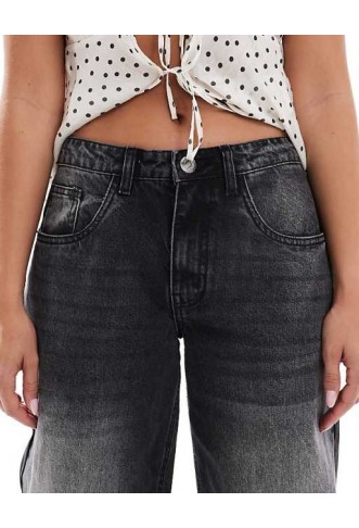 Daisy Street low rise baggy fit jeans in black