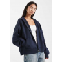 COLLUSION zip through boxy hoodie in navy