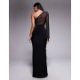 ASOS DESIGN mesh panelled one shoulder maxi dress