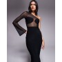ASOS DESIGN mesh panelled one shoulder maxi dress