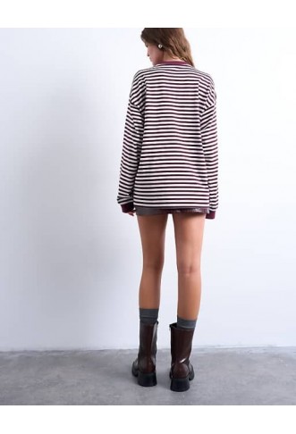 Topshop stripe long sleeve slouchy skater tee