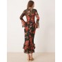 ASOS DESIGN flutter sleeve maxi dress floral