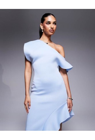 ASOS DESIGN fallen shoulder with frill split detail maxi dress