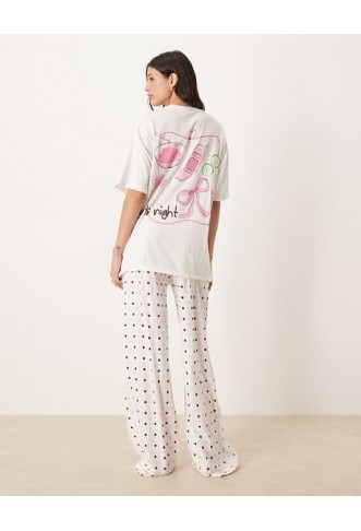 ASOS DESIGN Tall  tee and wide leg trouser pyjama set