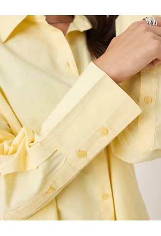 JJXX Bella long sleeve shirt in butter yellow