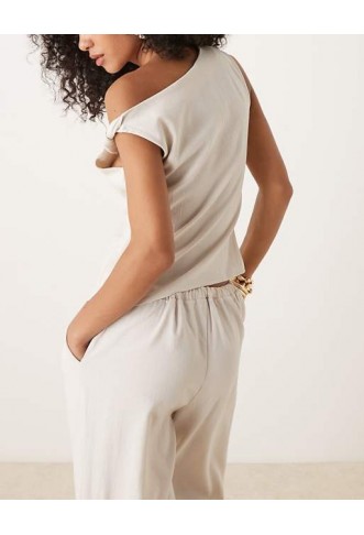 Mango sculpt twist shoulder vest top co-ord in ivory