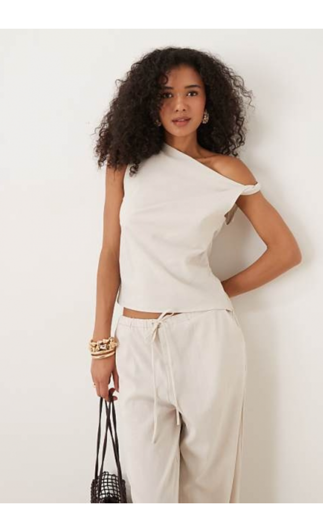 Mango sculpt twist shoulder vest top co-ord in ivory