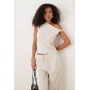 Mango sculpt twist shoulder vest top co-ord in ivory