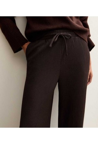 New Look Dark Brown Textured Wide Leg Trousers