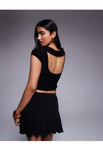 ASOS DESIGN co-ord slinky flippy mini skirt in black