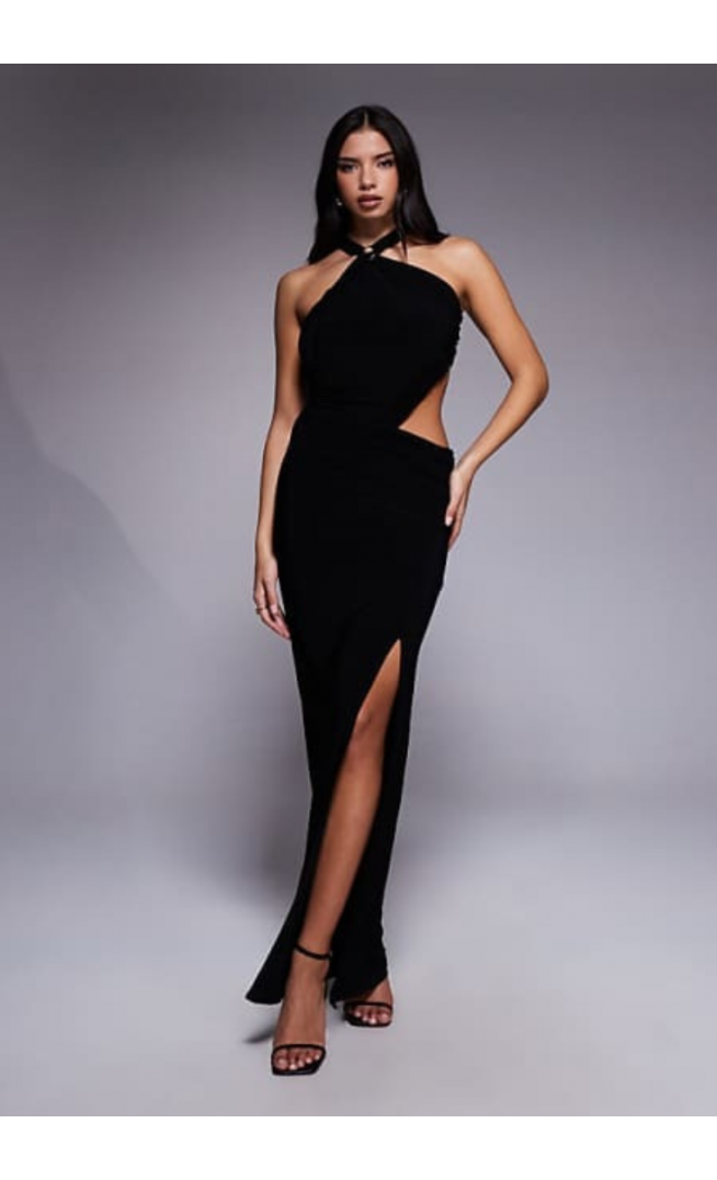 ASOS DESIGN halter maxi dress with ring detail