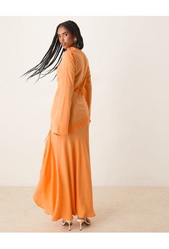 ASOS DESIGN washed satin maxi dress with lace details