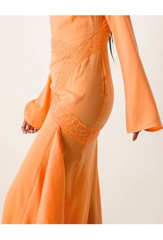 ASOS DESIGN washed satin maxi dress with lace details