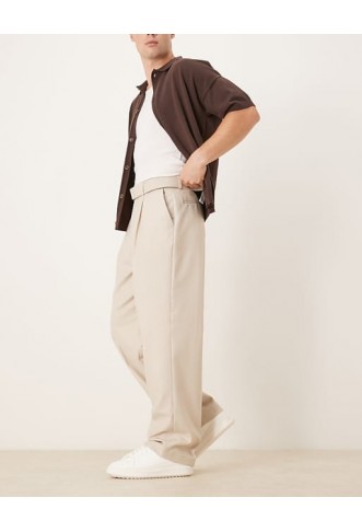 ASOS DESIGN smart wide leg belted trousers
