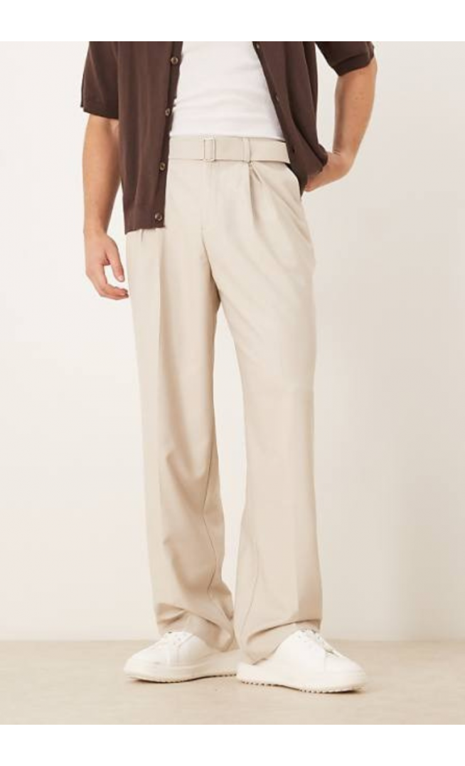 ASOS DESIGN smart wide leg belted trousers