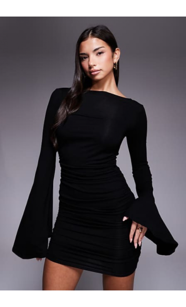 ASOS DESIGN sculpted waterfall sleeve mini dress