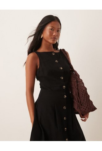 ASOS DESIGN Petite slash neck button down midi dress