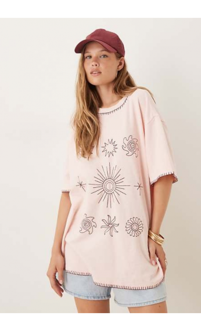 ASOS DESIGN oversized t-shirt with sun embroidery