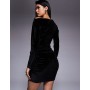 ASOS DESIGN cinched asymmetric velvet mini dress